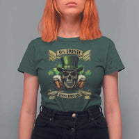 Funny St Patrick's Day Irish Beer Drinking T Shirt For Women 0% Irish 100% Drunk Skull