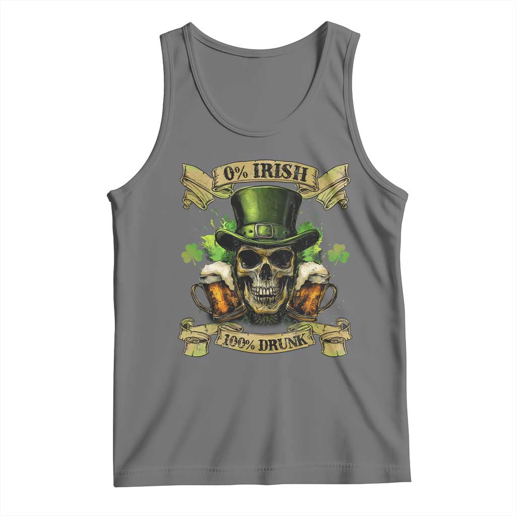 Funny St Patrick's Day Irish Beer Drinking Tank Top 0% Irish 100% Drunk Skull