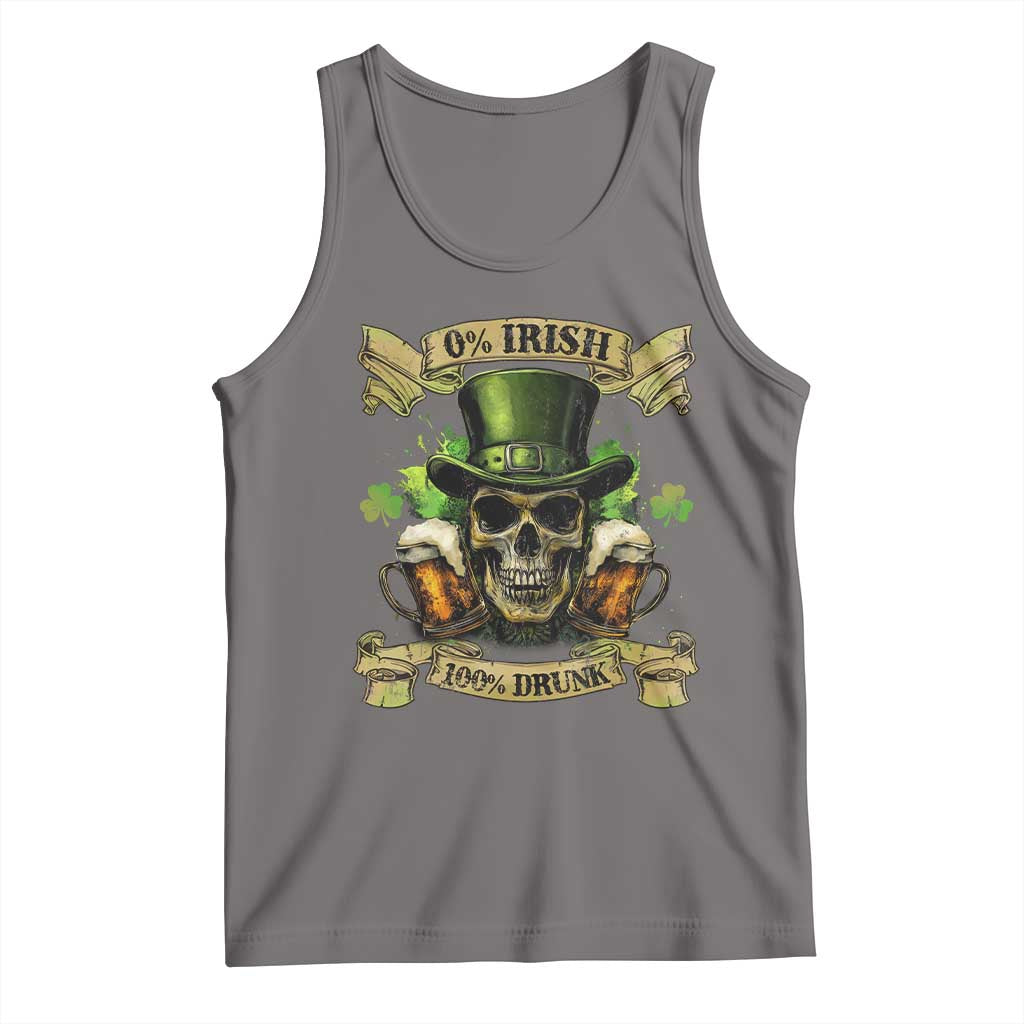Funny St Patrick's Day Irish Beer Drinking Tank Top 0% Irish 100% Drunk Skull