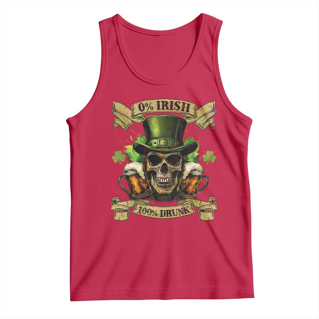 Funny St Patrick's Day Irish Beer Drinking Tank Top 0% Irish 100% Drunk Skull