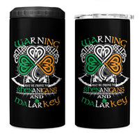 Funny Warning May Be Prone To Shenanigans And Malarkey 4 in 1 Can Cooler Tumbler St Patrick's Day Celtic Shamrock