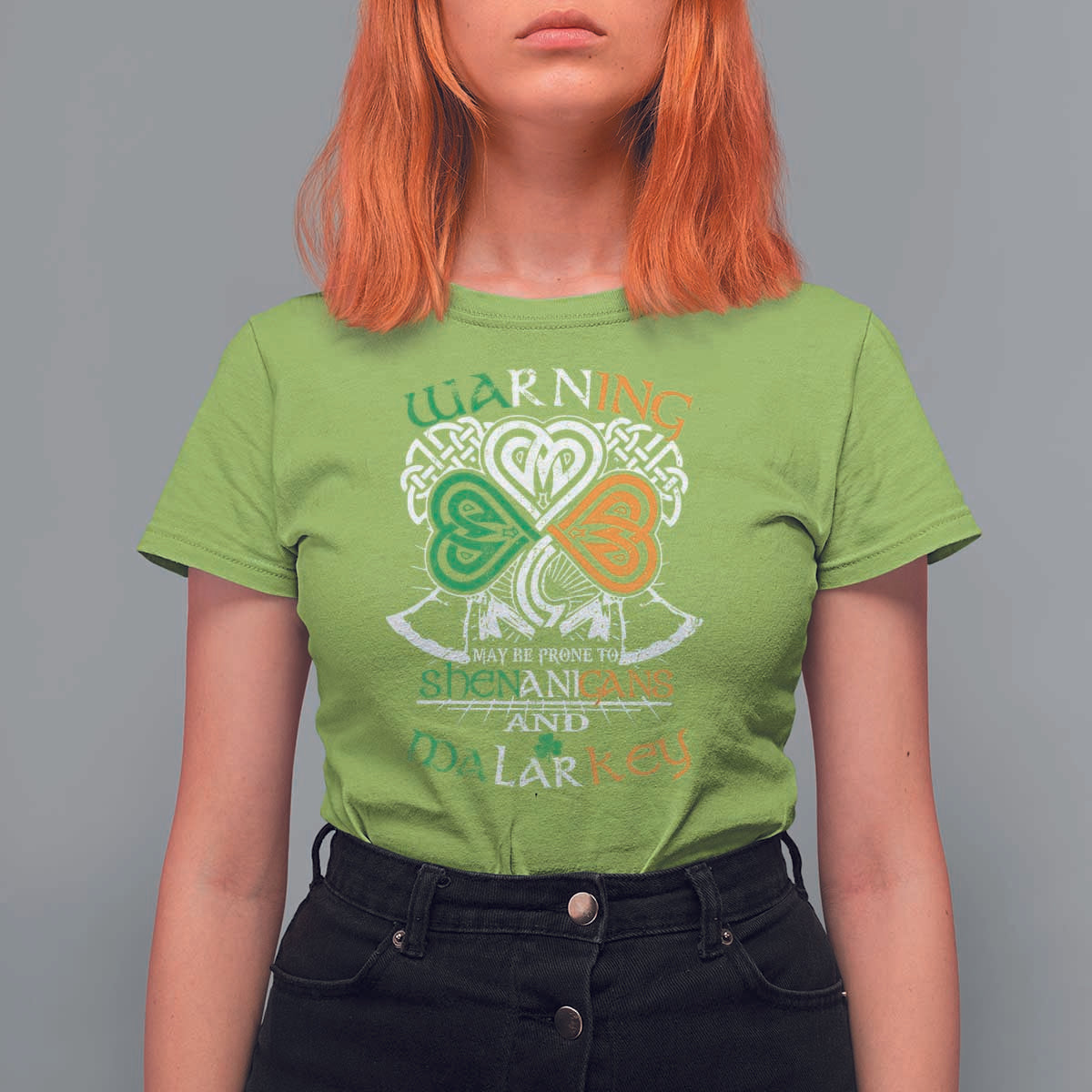 Funny Warning May Be Prone To Shenanigans And Malarkey T Shirt For Women St Patrick's Day Celtic Shamrock