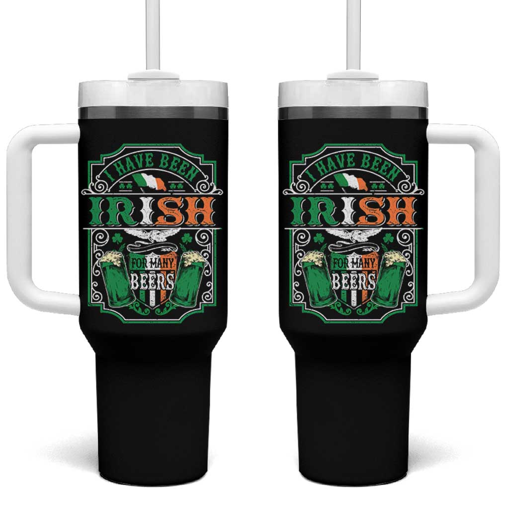 Funny Irish Beer Drinking Tumbler With Handle I Have Been Irish For Many Beers St Patrick's Day - Wonder Print Shop