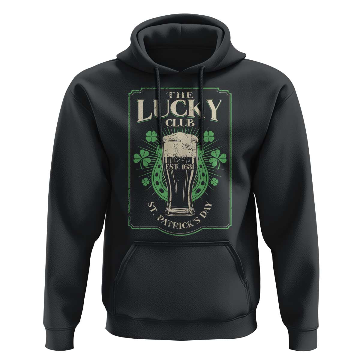 Funny St Patrick's Day Irish Beer Drinking Hoodie The Lucky Beer Club Horseshoe