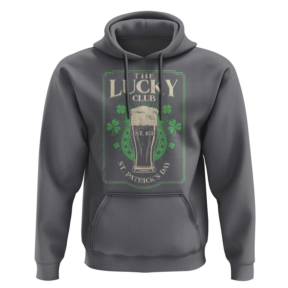 Funny St Patrick's Day Irish Beer Drinking Hoodie The Lucky Beer Club Horseshoe