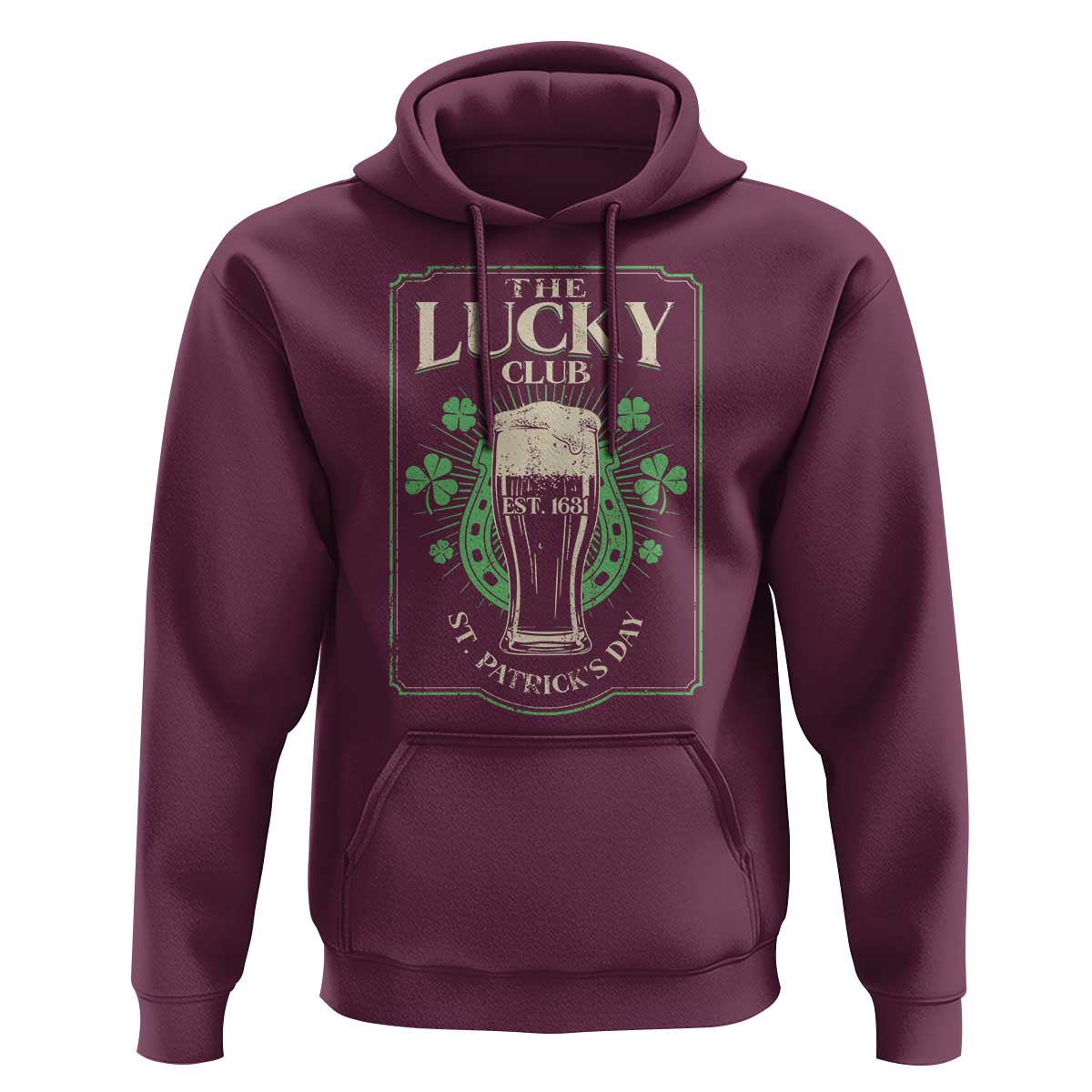 Funny St Patrick's Day Irish Beer Drinking Hoodie The Lucky Beer Club Horseshoe