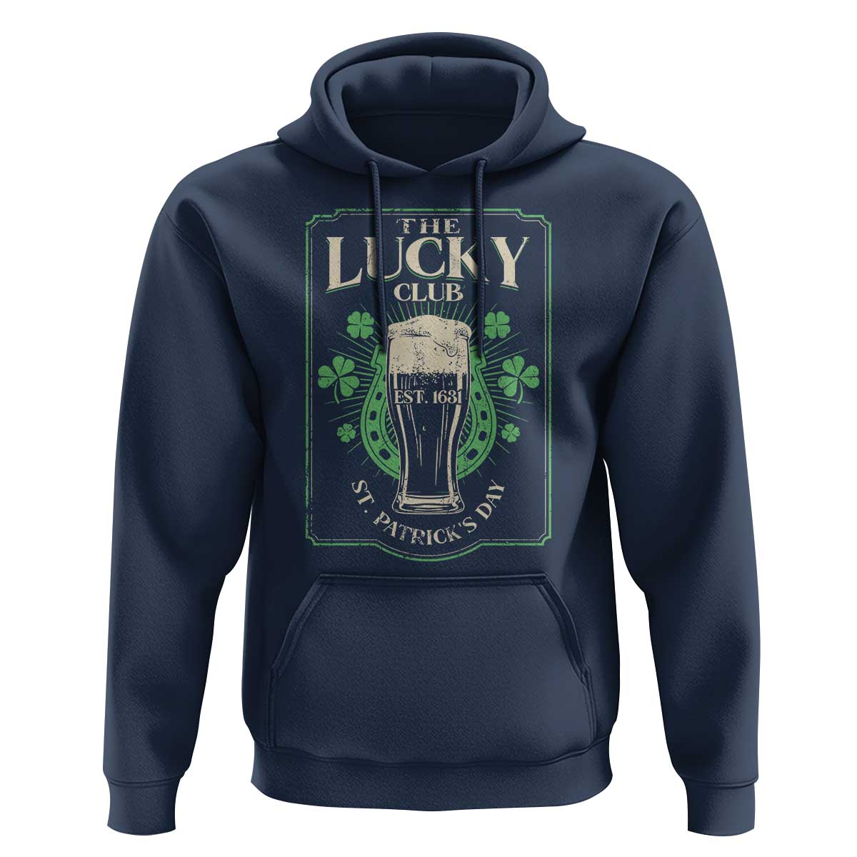 Funny St Patrick's Day Irish Beer Drinking Hoodie The Lucky Beer Club Horseshoe