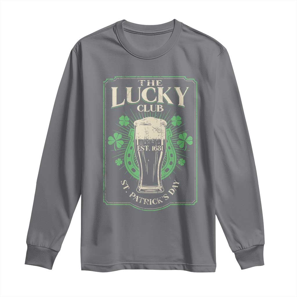 Funny St Patrick's Day Irish Beer Drinking Long Sleeve Shirt The Lucky Beer Club Horseshoe