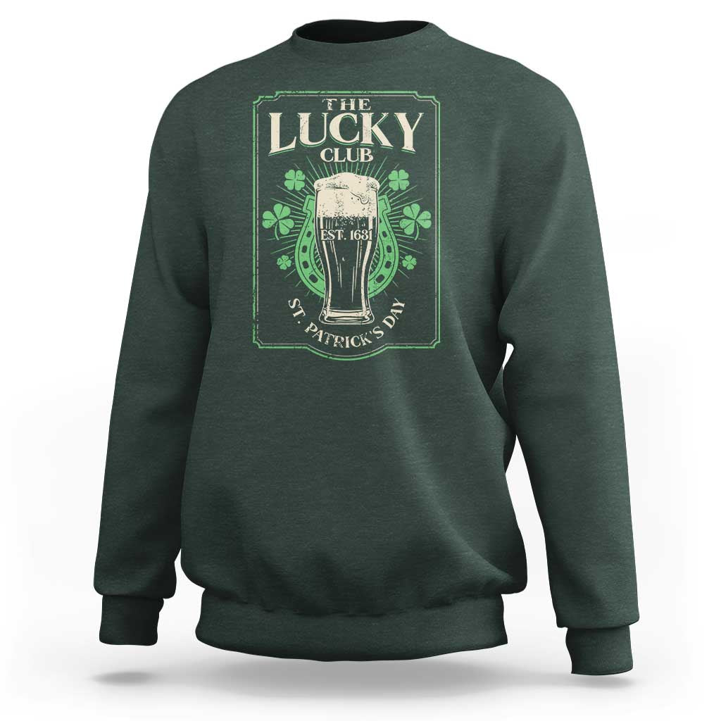 Funny St Patrick's Day Irish Beer Drinking Sweatshirt The Lucky Beer Club Horseshoe