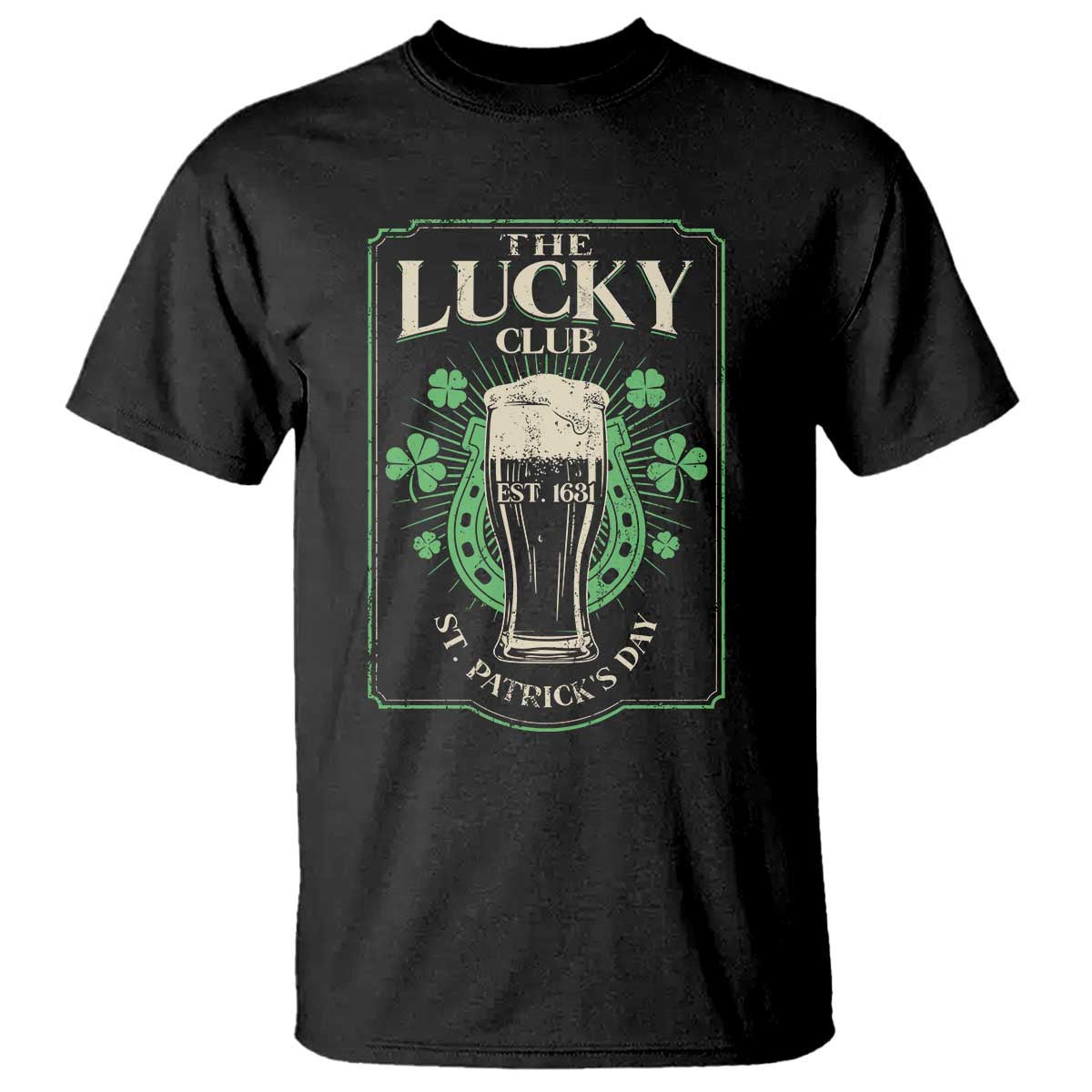Funny St Patrick's Day Irish Beer Drinking T Shirt The Lucky Beer Club Horseshoe