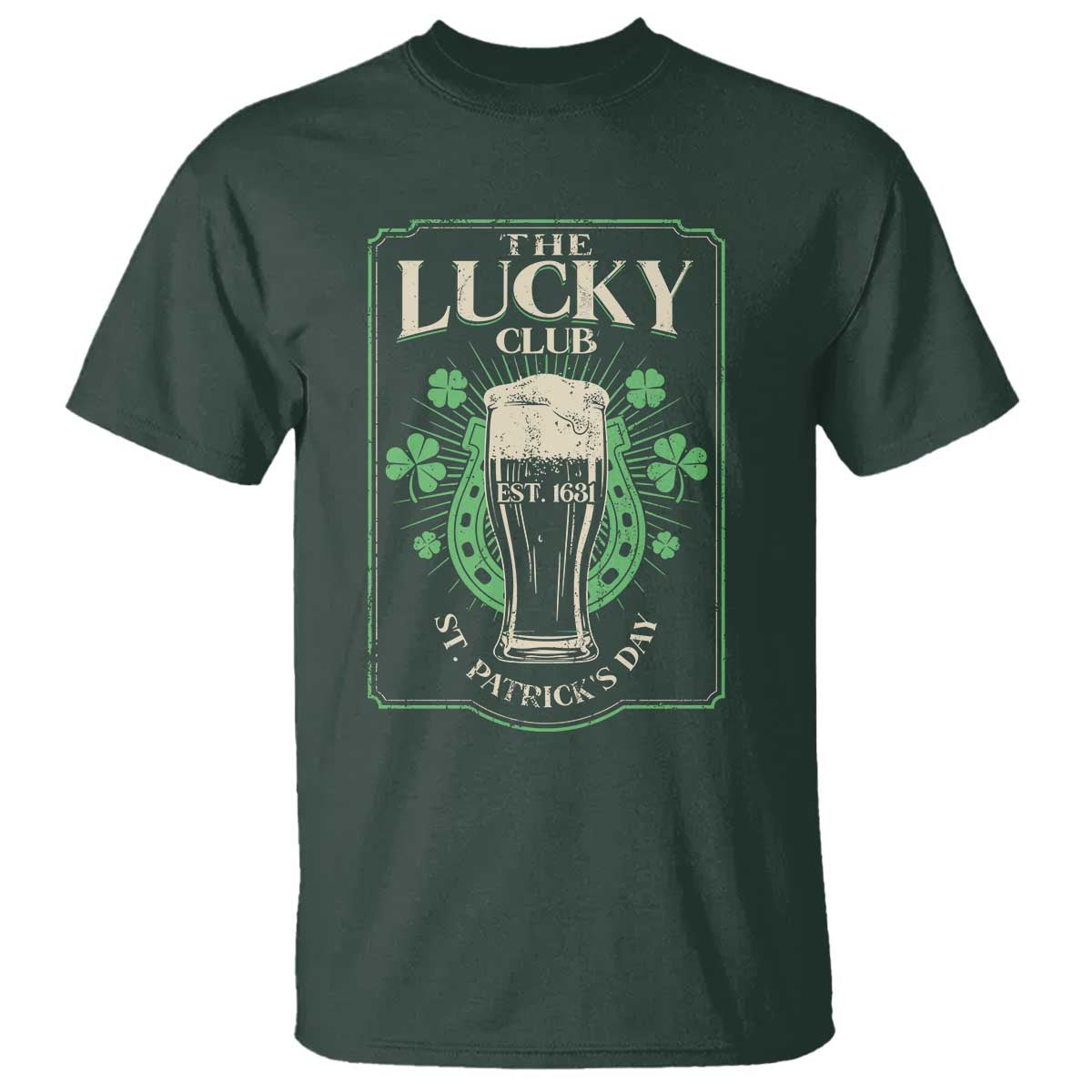 Funny St Patrick's Day Irish Beer Drinking T Shirt The Lucky Beer Club Horseshoe