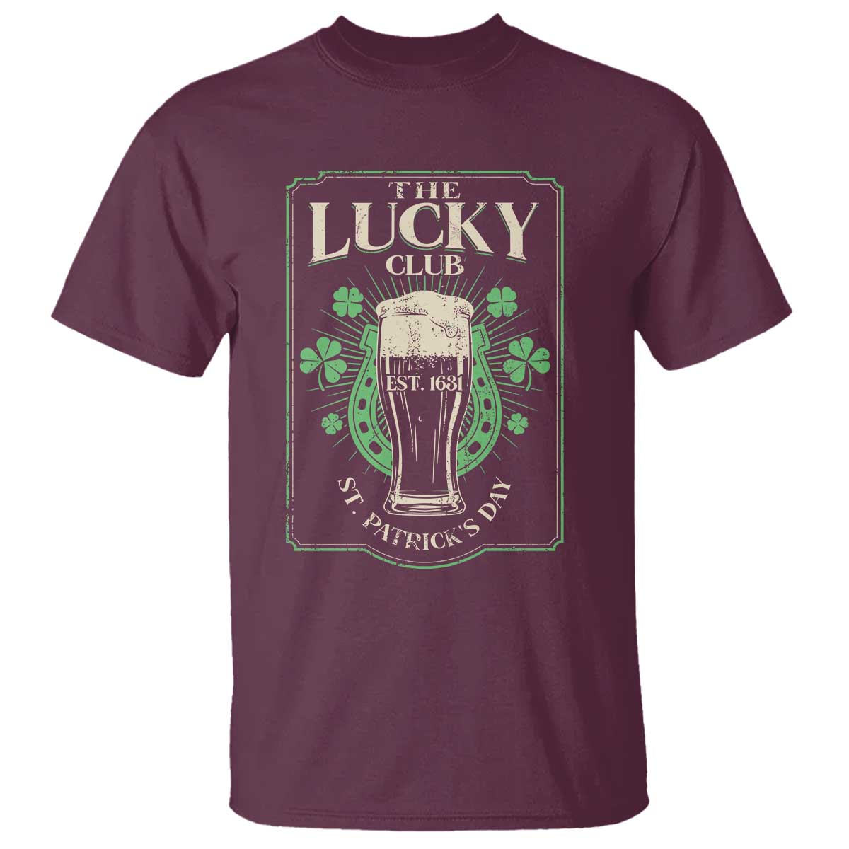 Funny St Patrick's Day Irish Beer Drinking T Shirt The Lucky Beer Club Horseshoe