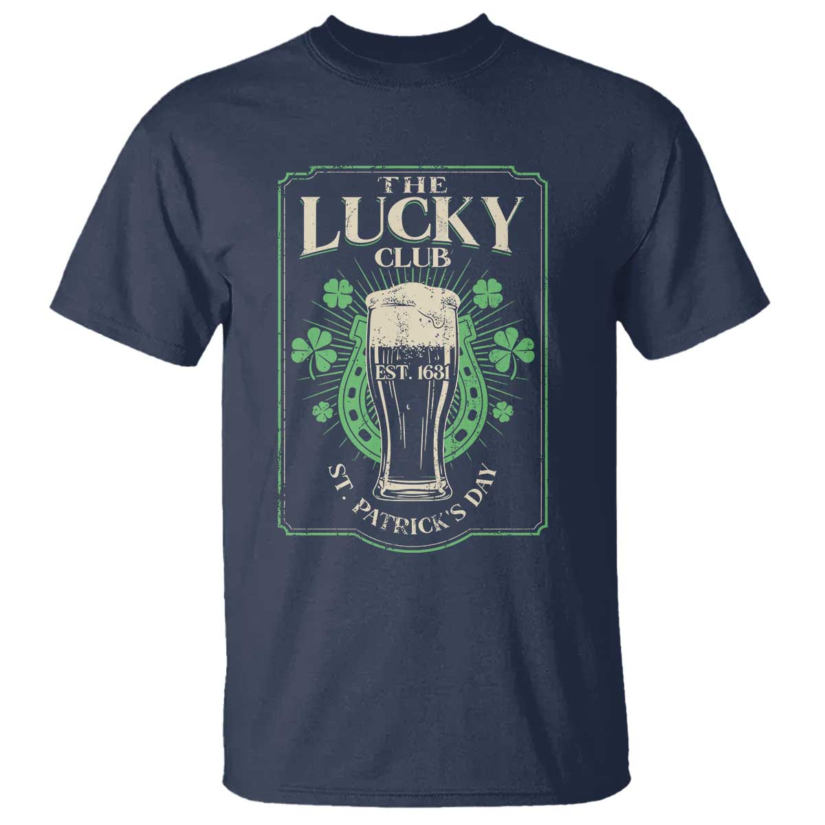 Funny St Patrick's Day Irish Beer Drinking T Shirt The Lucky Beer Club Horseshoe