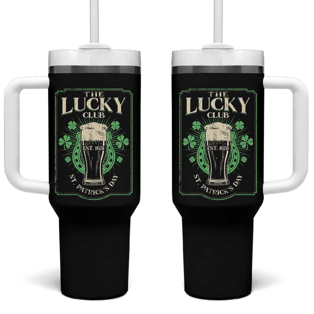 Funny St Patrick's Day Irish Beer Drinking Tumbler With Handle The Lucky Beer Club Horseshoe - Wonder Print Shop