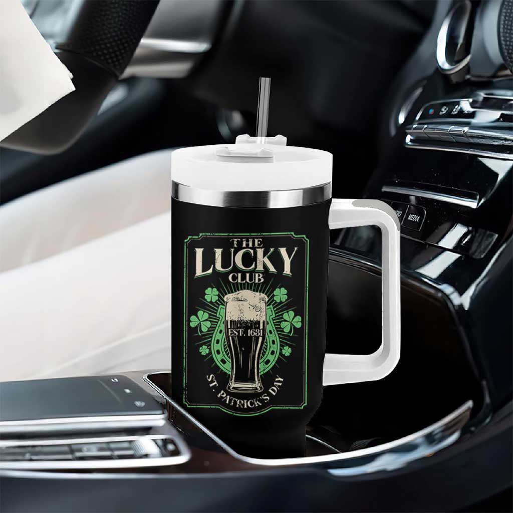 Funny St Patrick's Day Irish Beer Drinking Tumbler With Handle The Lucky Beer Club Horseshoe - Wonder Print Shop