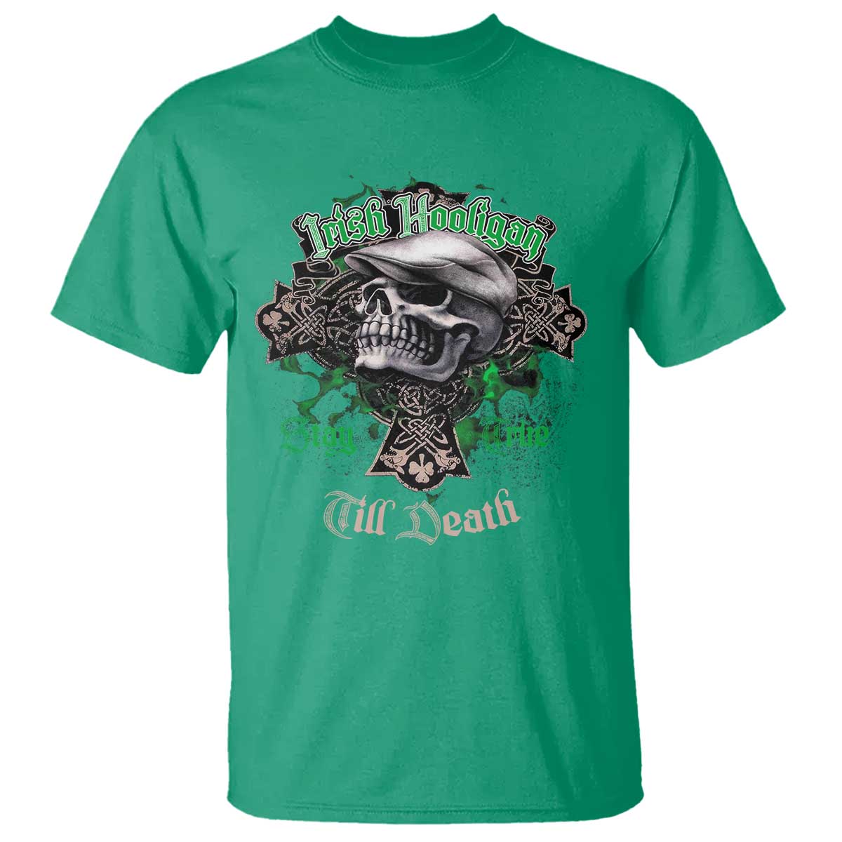 Funny Irish Pride T Shirt Irish Hooligan Stay True Till Death Flat Cap Skull