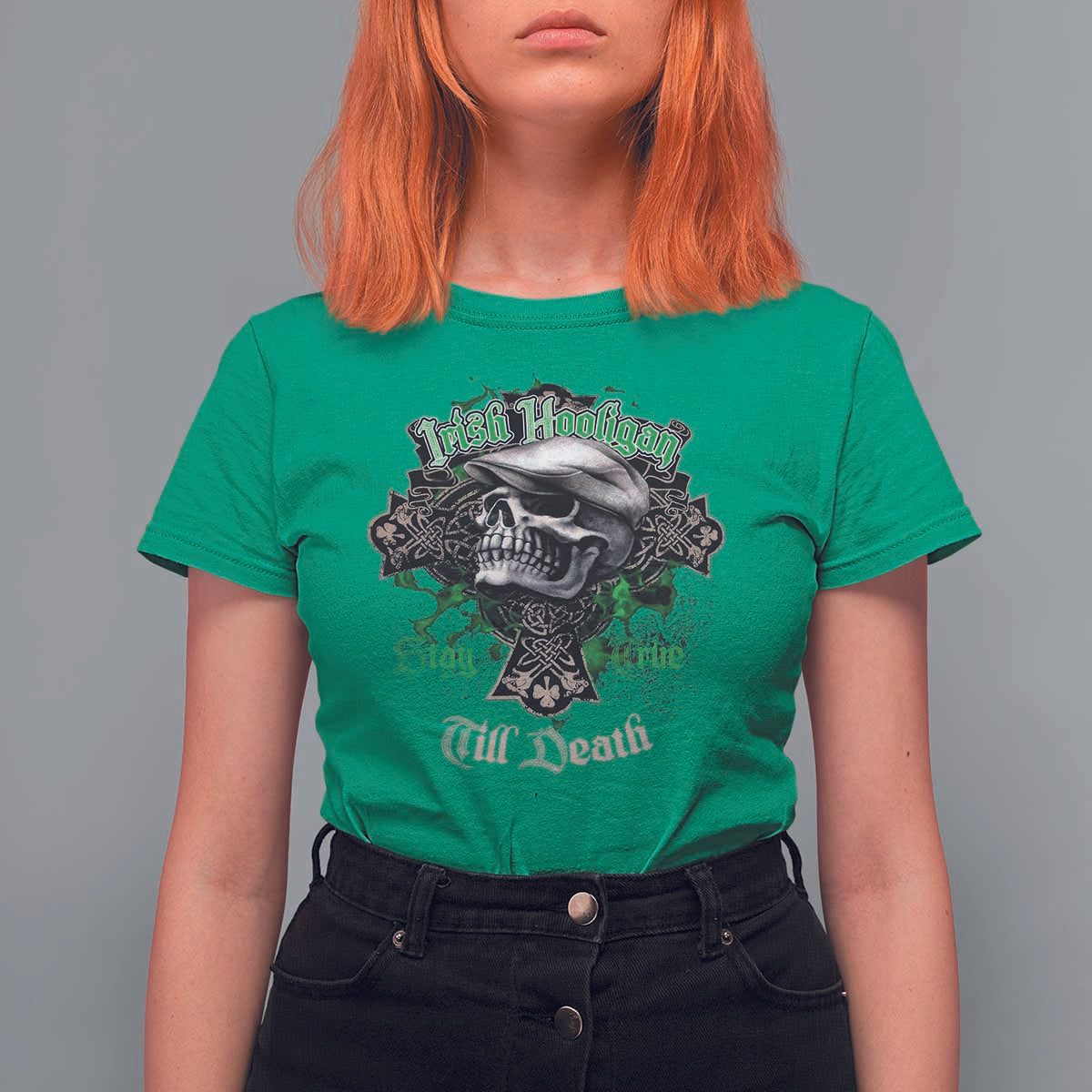 Funny Irish Pride T Shirt For Women Irish Hooligan Stay True Till Death Flat Cap Skull