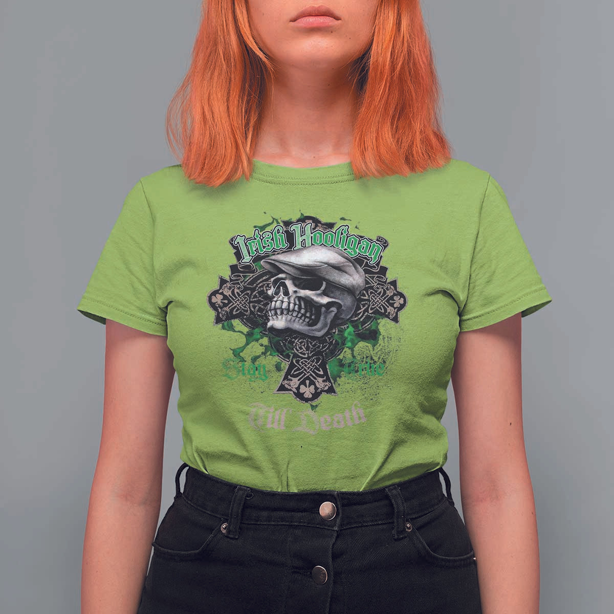 Funny Irish Pride T Shirt For Women Irish Hooligan Stay True Till Death Flat Cap Skull