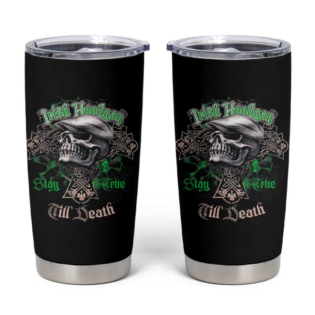Funny Irish Pride Tumbler Cup Irish Hooligan Stay True Till Death Flat Cap Skull