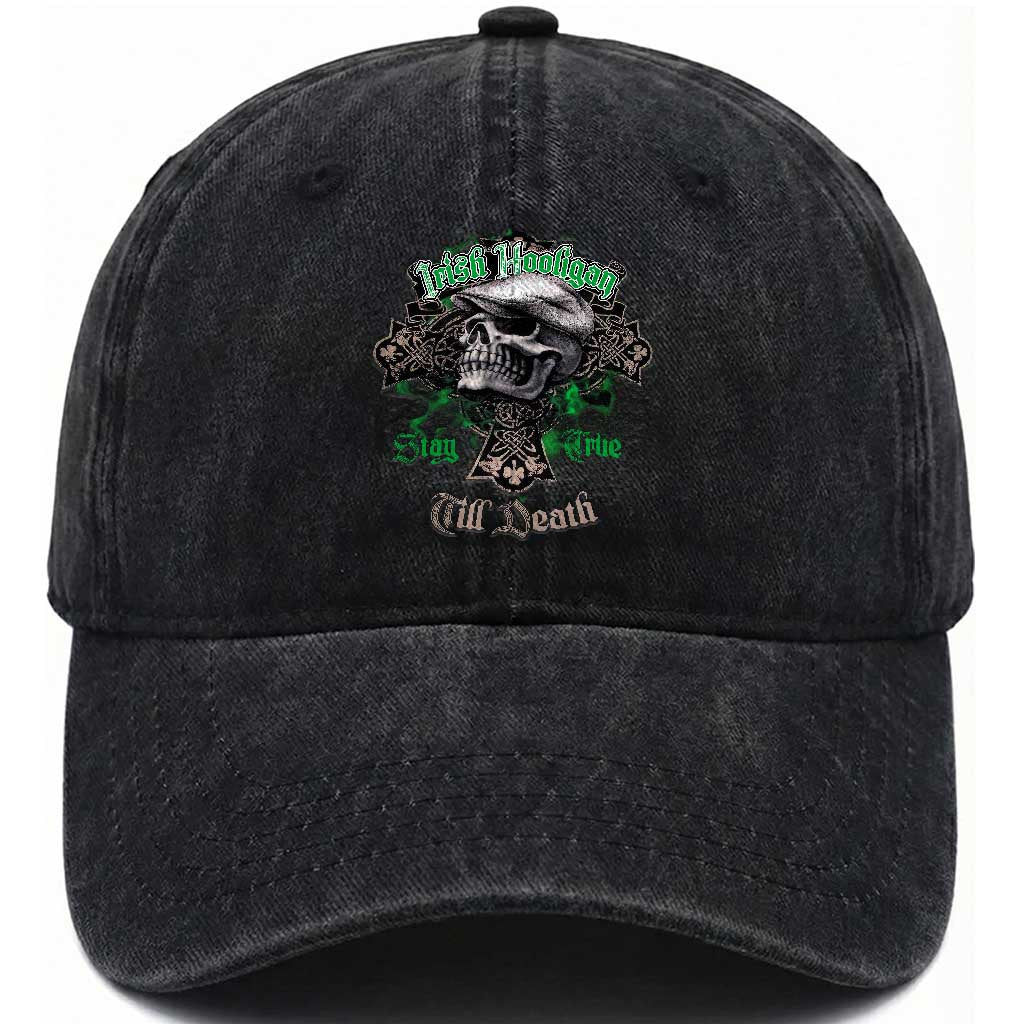 Funny Irish Pride Washed Cotton Baseball Cap Irish Hooligan Stay True Till Death Flat Cap Skull