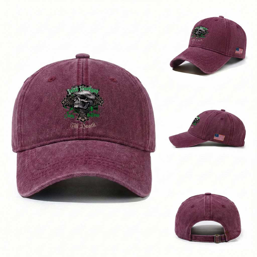 Funny Irish Pride Washed Cotton Baseball Cap Irish Hooligan Stay True Till Death Flat Cap Skull