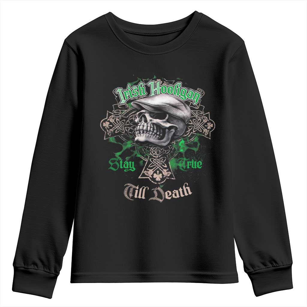 Funny Irish Pride Youth Sweatshirt Irish Hooligan Stay True Till Death Flat Cap Skull
