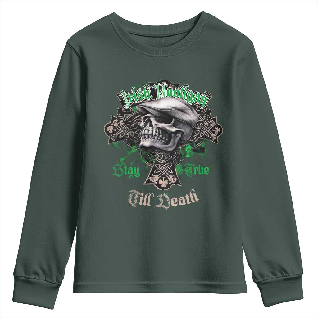 Funny Irish Pride Youth Sweatshirt Irish Hooligan Stay True Till Death Flat Cap Skull