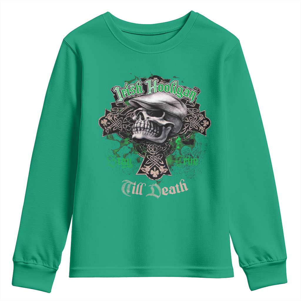 Funny Irish Pride Youth Sweatshirt Irish Hooligan Stay True Till Death Flat Cap Skull