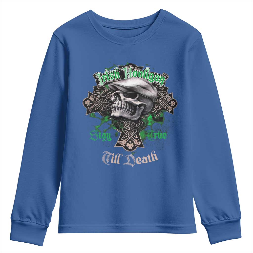 Funny Irish Pride Youth Sweatshirt Irish Hooligan Stay True Till Death Flat Cap Skull