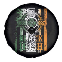 St Patrick's Day Black Irish Spare Tire Cover Vintage American Flag Celtic Cross