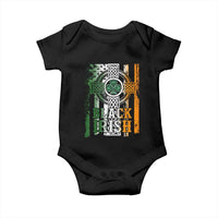 St Patrick's Day Black Irish Baby Onesie Vintage American Flag Celtic Cross