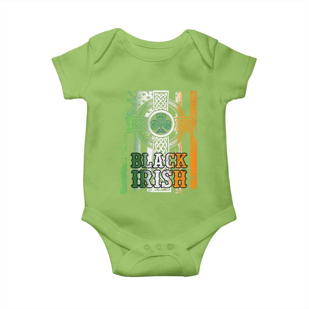 St Patrick's Day Black Irish Baby Onesie Vintage American Flag Celtic Cross