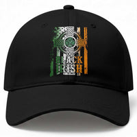 St Patrick's Day Black Irish Baseball Cap Vintage American Flag Celtic Cross