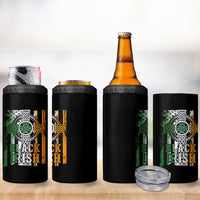 St Patrick's Day Black Irish 4 in 1 Can Cooler Tumbler Vintage American Flag Celtic Cross