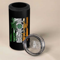 St Patrick's Day Black Irish 4 in 1 Can Cooler Tumbler Vintage American Flag Celtic Cross