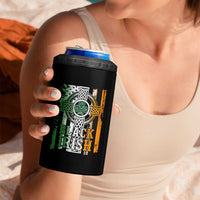 St Patrick's Day Black Irish 4 in 1 Can Cooler Tumbler Vintage American Flag Celtic Cross