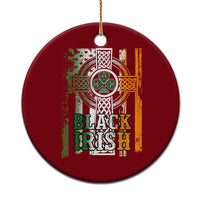St Patrick's Day Black Irish Ceramic Ornament Vintage American Flag Celtic Cross