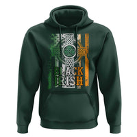 St Patrick's Day Black Irish Hoodie Vintage American Flag Celtic Cross