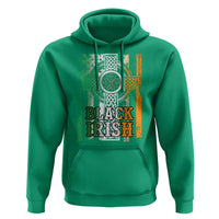 St Patrick's Day Black Irish Hoodie Vintage American Flag Celtic Cross