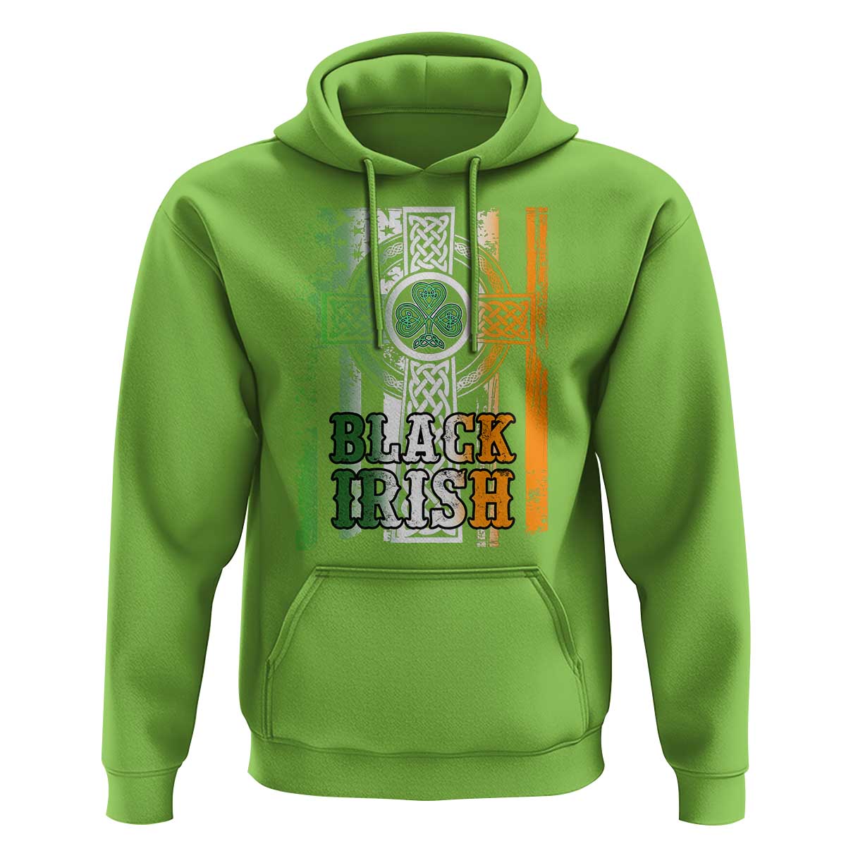 St Patrick's Day Black Irish Hoodie Vintage American Flag Celtic Cross