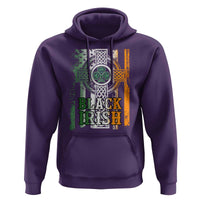 St Patrick's Day Black Irish Hoodie Vintage American Flag Celtic Cross