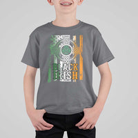 St Patrick's Day Black Irish T Shirt For Kid Vintage American Flag Celtic Cross