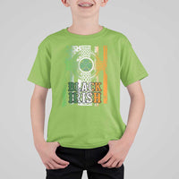 St Patrick's Day Black Irish T Shirt For Kid Vintage American Flag Celtic Cross