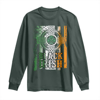 St Patrick's Day Black Irish Long Sleeve Shirt Vintage American Flag Celtic Cross