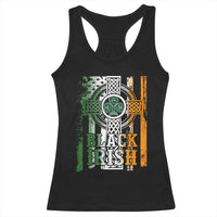 St Patrick's Day Black Irish Racerback Tank Top Vintage American Flag Celtic Cross