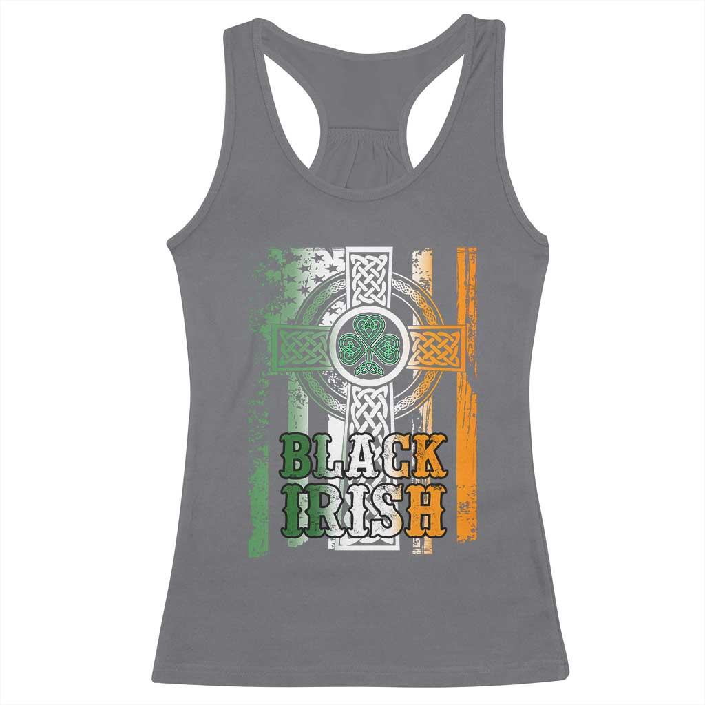 St Patrick's Day Black Irish Racerback Tank Top Vintage American Flag Celtic Cross