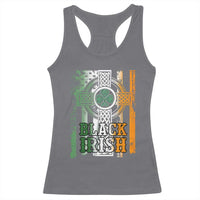 St Patrick's Day Black Irish Racerback Tank Top Vintage American Flag Celtic Cross