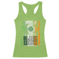 St Patrick's Day Black Irish Racerback Tank Top Vintage American Flag Celtic Cross