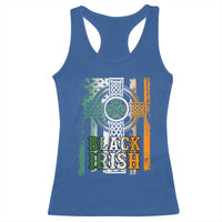 St Patrick's Day Black Irish Racerback Tank Top Vintage American Flag Celtic Cross