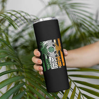 St Patrick's Day Black Irish Skinny Tumbler Vintage American Flag Celtic Cross